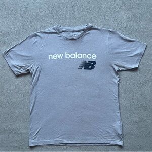 New Balance shirt Mens Medium Gray White Blue Heritage Tee Casual Sport Active